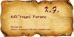 Környei Ferenc névjegykártya